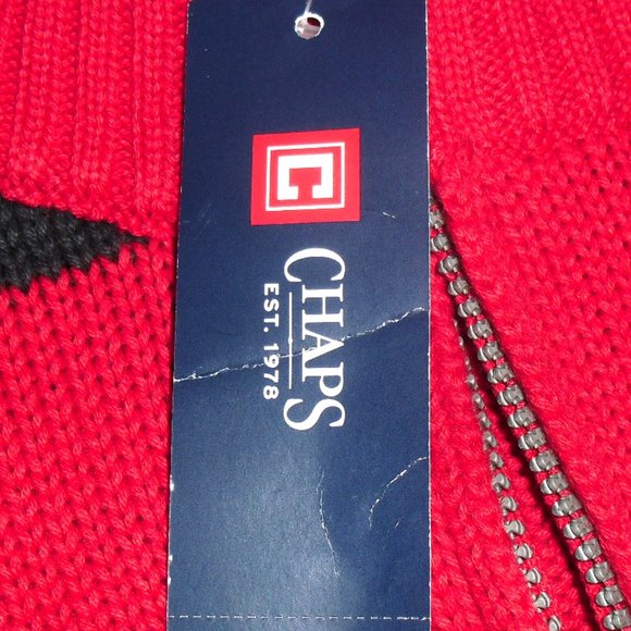 Chaps $70 Mens Red Navy Blue Striped 1/4 Zip Collared Sweater sz. XL New - Picture 4 of 6